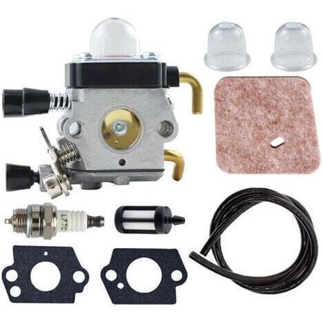 Kit de Carburateur pour Stihl FS38 FS45 FS46 FS55 FS74 FS75 FS80 FS85 HL45 HL75 HS70 HS74 KM55 KM55R Tondeuse à Gazon Carburateur avec Kit de Tuyau de Carburateur Remplacement Filtre à Air (1/5)