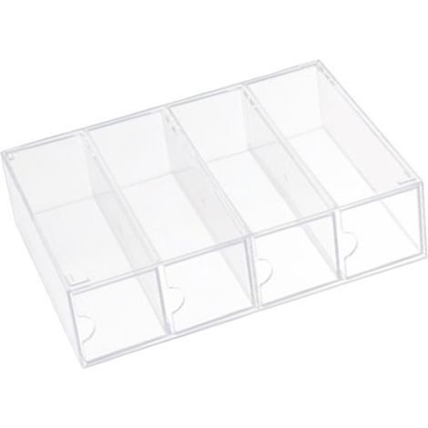 Stapelbare Aufbewahrungsbox aus transparentem Acryl mit 4 Schubladen für Sonnenbrillen, Make-up und Bürobedarf. (1/5)