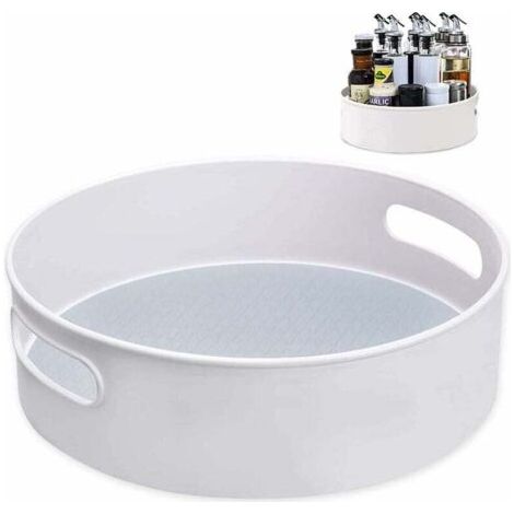 Plateau Tournant, Rangement épices ournant en Plastique pour épices Condiments Rangement de Cuisine, blanc (30 x 10 cm)