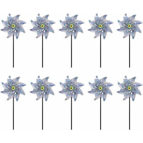 Reflective windmill, pack of 10, bird deterrent, for garden, orchard, yard