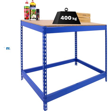 simonrack Tavolo da lavoro robusto blu e legno 900x1500 mm