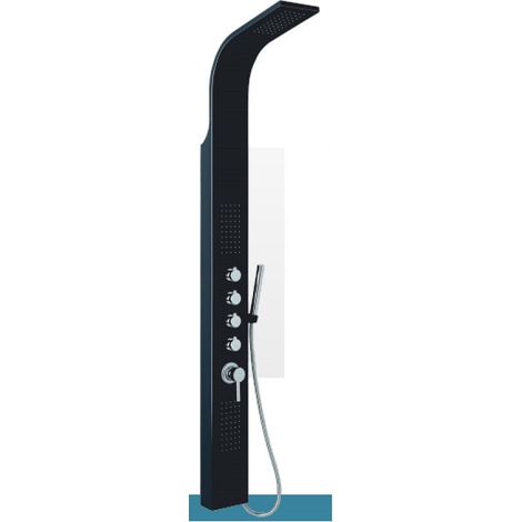 Pannello Doccia Multifunzione DANUBIO 166.5x15.5 cm - Alluminio Verniciato Nero - Soffione - Getto Orizzontale (1/5)