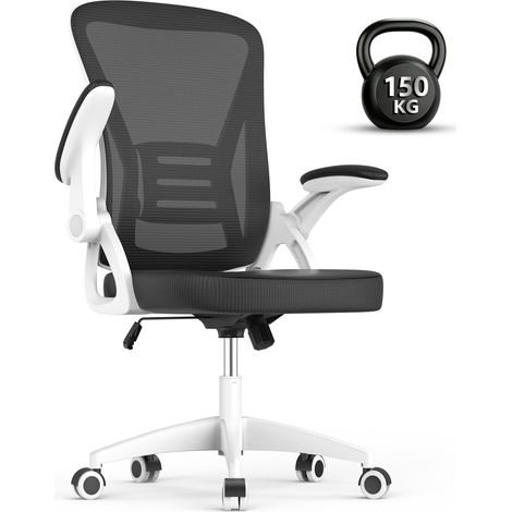 Chaise de bureau - Chaise ergonomique bureau réglable - accoudoirs rabattables à 90° - réglable en hauteur 41-51 cm - Pivotante à 360° - housse en maille respirante - Assise large 50 cm (1/5)