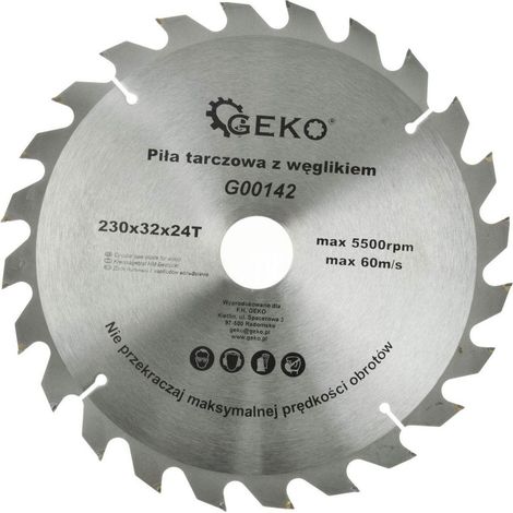 Geko Disque de coupe en bois acier 230 mm 24 dents