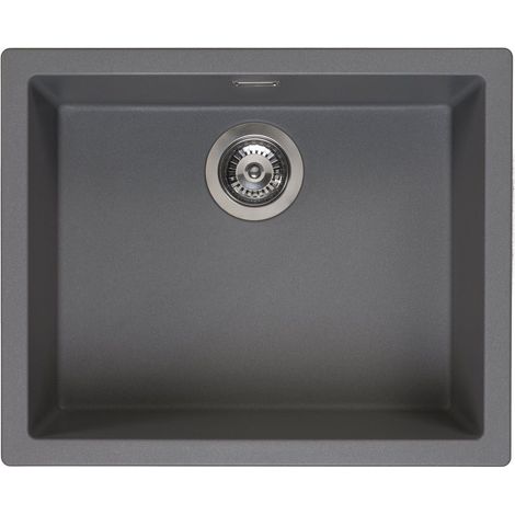 Reginox Amsterdam 50 Integrated Single Bowl Granite Kitchen Sink Grey Silvery (1/3)