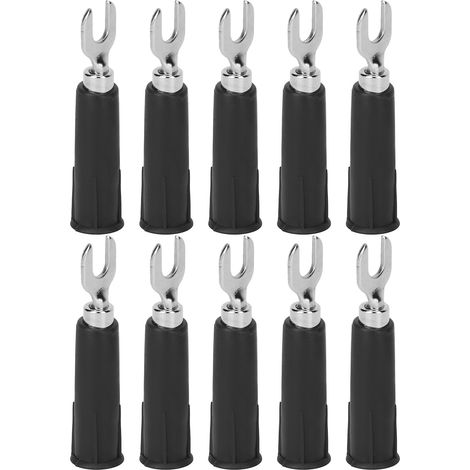 Packung mit 10 isolierten Bananensteckern, U-förmigen Gabelverbindern für Multimeter, U-förmigen elektrischen Crimpverbindern, schwarz (1/5)