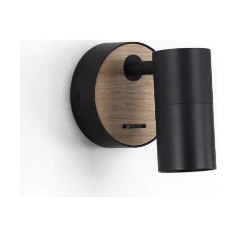 Applique murale orientable noir et bois D11x5,5 cm