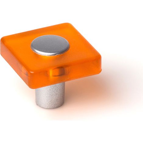 Blister con 6 pomos de plástico con acabado naranja, dimensiones: 30x30x26mm -