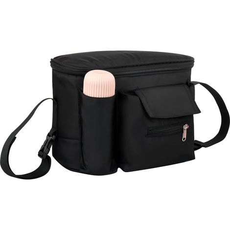 Sac de rangement universel pour poussette grande capacité avec poche zippée pour accessoires bébé et affaires personnelles (1/5)