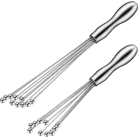 Lot de 2 mini-batteurs à œufs en acier inoxydable de 25 cm et 30 cm, pour sauces, crèmes et préparations culinaires. (1/3)