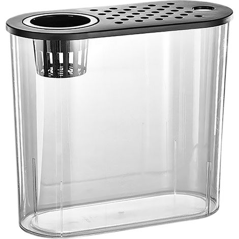 Aquarium Ovale Transparent Hydroponique Couvercle Noir Petit Écosystème Poissons Rouges Tortues Plantes Vertes Décoration Bureau (1/5)