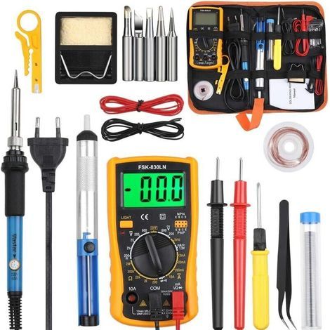 Ikodm – Kit de fer à souder 60W – Température réglable 200-450°C – Poignée ergonomique – Technologie de chauffage céramique – Multimètre inclus (1/5)