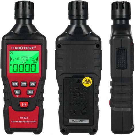 Détecteur de monoxyde de carbone portable HT621 avec alarme sonore et visuelle (0-5000 ppm), écran LCD rétroéclairé, idéal pour la maison, la voiture, le camping et les voyages (1/5)