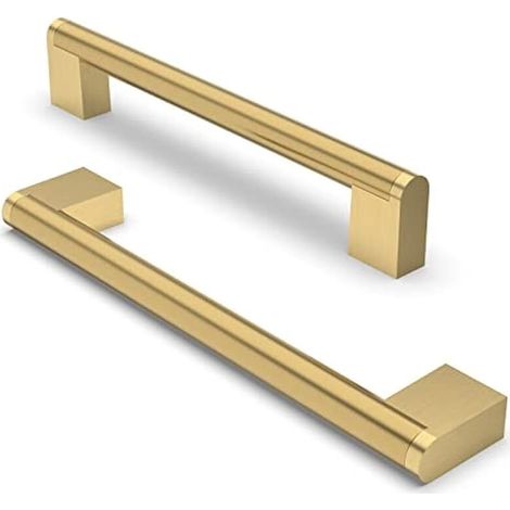 10 Pièces Poignée de Meuble, Distance de Trou de 160mm Poignées de Meubles en Acier Inoxydable Poignées de Placard Poignée d'Armoire de Cuisine-Laiton brossé (1/5)
