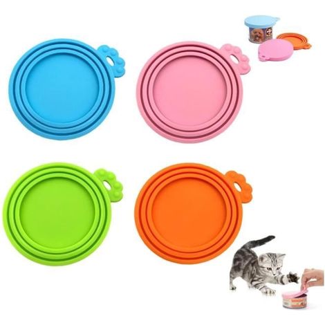 4 Pièces Couvercle Conserve, Pet Food Can Lids, Pet Can Lid, Couvercles Silicone de Conserve, Couvercles de Conserve Pour Chien