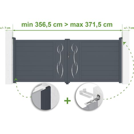 Portail battant ajustable en largeur LIFE 3,5m H.140cm Aluminium Gris Anthracite (1/4)