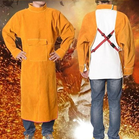 Tablier de soudage/blouse de protection en cuir de vachette pour soudeurs et forgerons, vêtement de travail Mengxi (1/5)