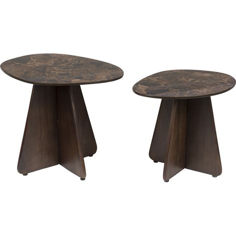 Table d'appoint, Set de 2 tables d'appoint NAUT, marron Marron en Wood, BOITE A DESIGN (1/5)