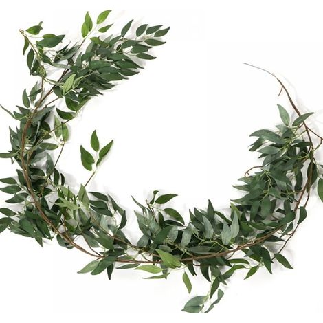 Guirlande De Feuilles De Saule Artificielles - 1,65 M - 420 Feuilles - 5,5 Cm - Décoration Murale Pour Mariage Fête Maison Jardin - 1 Pièce (1/5)