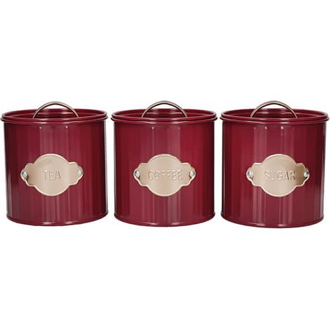 KitchenCraft Burgundy Tea, Coffee and Sugar Set