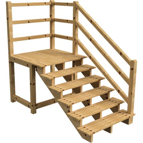 MILANO Außentreppe 6 Stufen H105 cm - Podest L116 x B120 cm - Treppengeländer rechts - Podestgeländer rechts und hinten