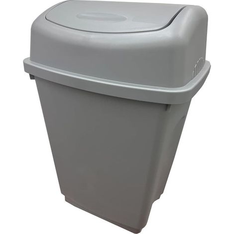1 x 25L Silver TU Home Kitchen Office Plastic Waste Bins With Swing Lids
