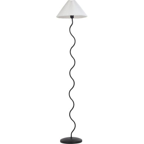 Lámpara de pie metal mesita de noche pantalla material sintético blanco y negro Jikawo (1/5)