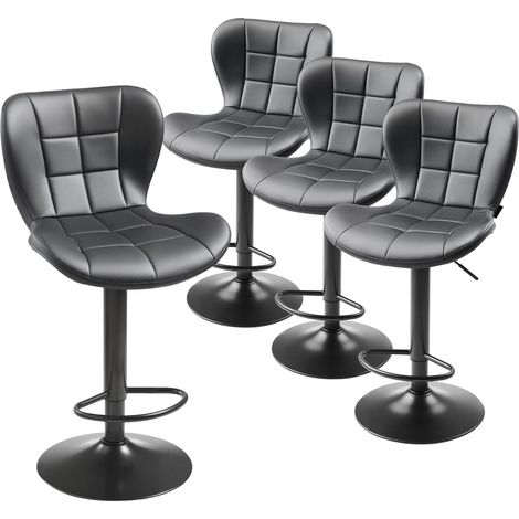 Tabouret de bar, lot de 4, en simili cuir PU, pivotant, avec repose-pieds, hauteur réglable, moderne, usage polyvalent (1/5)