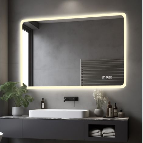 Espejo de baño LED con borde biselado, función antivaho e intensidad regulable (1/5)