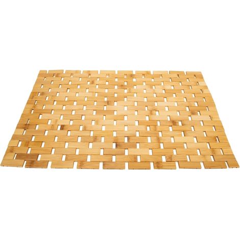 Tapis de salle bain SECFOU en bambou , antidérapant et confortable . marron résistant à l'usure , id