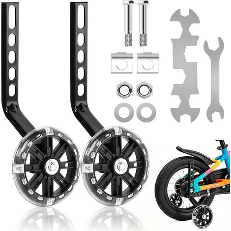 Roues Stabilisatrices Vélo - 1 Paire - Caoutchouc et Métal - Silencieuses avec Flash - Enfants Débutants - 12 à 20 Pouces (1/5)