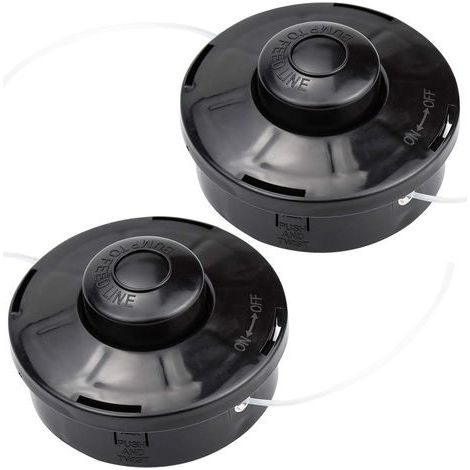 Lot de 2 Tête de débroussailleuse Universelle A6481 Nylon Bobine de Rechange de Tondeuse Débroussailleuse Tête De Coupe M10 X 1,25 pour Débroussailleuse Thermique à Essence (1/4)