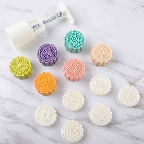 Mooncake Molds, Mid-Autumn Festival Mooncake Mold Set 50g Fl,A (1/5)