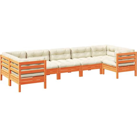 Maison Exclusive - Set de sofás jardín 7 pzas con cojines madera (1/5)