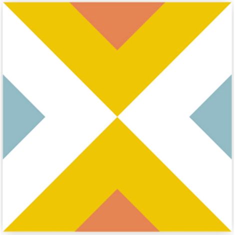 6 stickers Bleu jaune et blanc carreaux de ciment 15 x 15 cm (1/2)