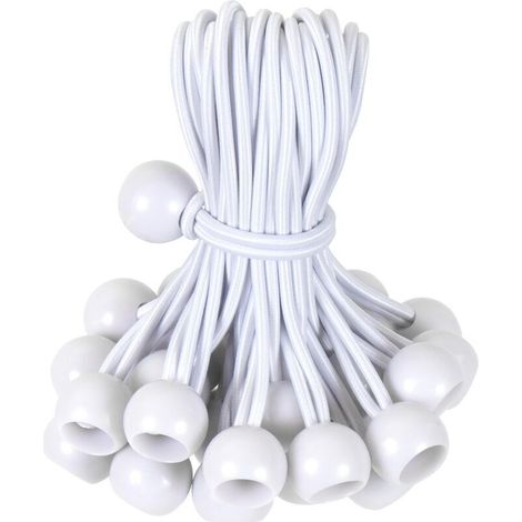 Cordon élastique à boule à bascule de 4 pouces, cordon élastique à boule blanche d'arrimage robuste pour auvents extérieurs, tentes, cargaisons, abris, tonnelles, protégé contre les UV (30 pièces)-DPZ (1/4)