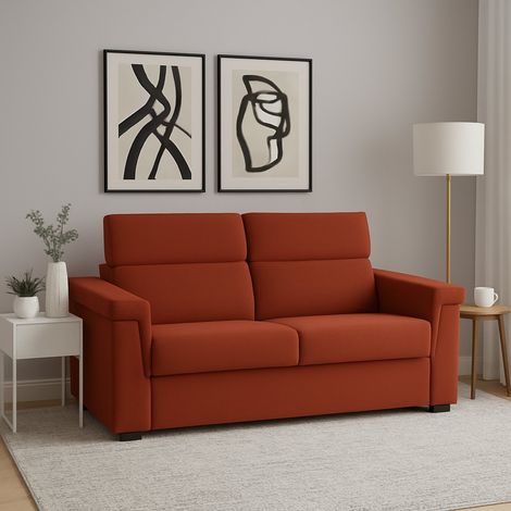 Divano Fisso 3 Posti Cantu, Sfoderabile, Lavabile Made in Italy, Braccioli, 225x95 cm Arancione (1/4)