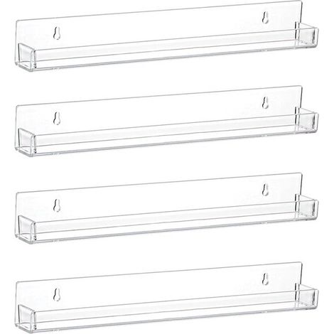 Schwebendes Wandregal 2er-Pack 38 cm Wandregal aus transparentem Acryl zur Raumdekoration geeignet für Schlafzimmer Wohnzimmer und Badezimmer zum (1/5)