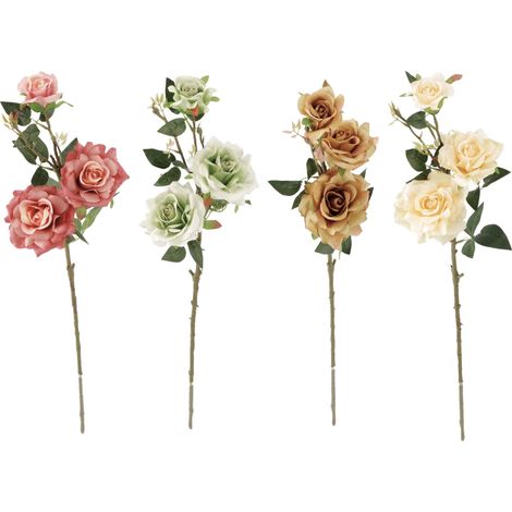 ROSA DECORATIVA CON 3 FIORI 81CM IN 4 COLORI (1/5)