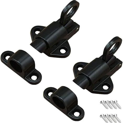 Lot de 4 verrous automatiques à ressort en aluminium, loquets de porte, noir (1/5)
