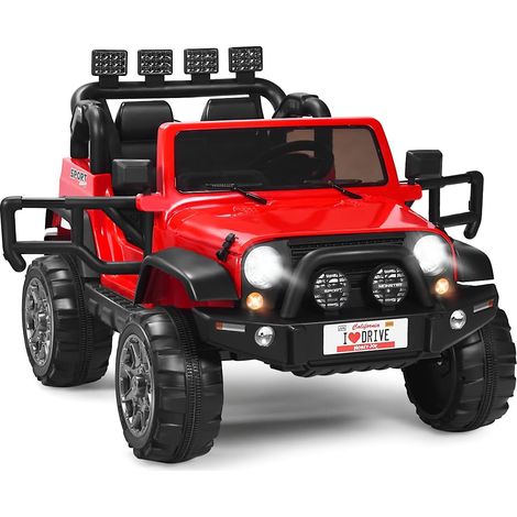 GOPLUS Voiture Tout-terrain Électrique 2 Places pour Enfant,avec Télécommande,Lumières LED Musique,3 Vitesses Réglables Rouge (1/5)