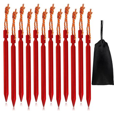 Lot de 12 Piquets Tente,Sardines Tente Camping 18 cm avec Pochette de Rangement (1/5)