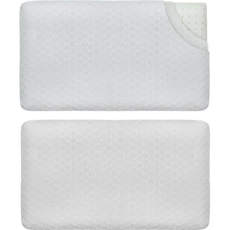 Oreiller enfant - INPHYSIO - 50x30x5,5 cm - Mousse à mémoire de forme - Housse en bambou - Hypoallergénique