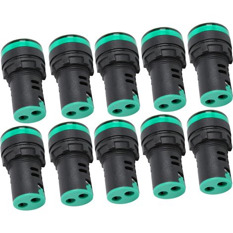 10 Unités Voyant Signalisation LED Vert AD16-22DS, Indicateur Lumineux Haute Intensité 220V pour Automatisation Industrielle