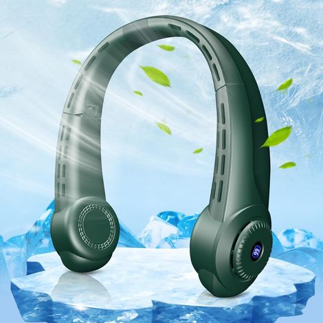 Ventilateur de cou portable amélioré, 6000 mAh, pliable, rechargeable, LED, souffleur d'air à 360° pour cheveux, 3 vitesses, jusqu'à 16 h d'autonomie, sans pales, portable, fiable (1/5)