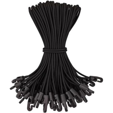 Ahlsen – Lot de 50 tendeurs élastiques 25 cm – Crochets en plastique pour bâche – Caoutchouc résistant aux intempéries – Applications camping et jardin (1/5)