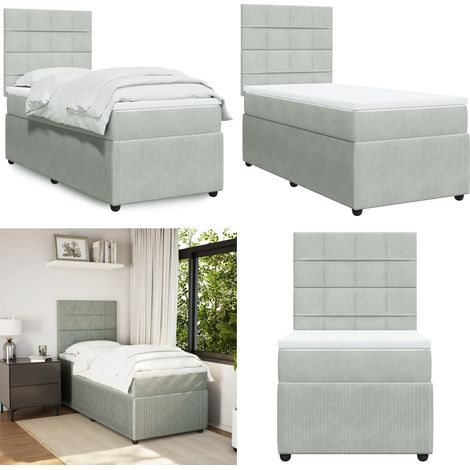 Boxspringbett mit Matratze Hellgrau 80x200 cm Samt - Boxspringbett - Samtbett - Doppelbett - Bettgestell - Matratze - Home & Living (1/5)