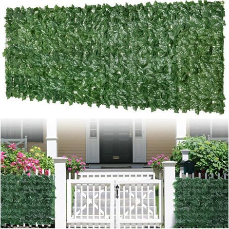 1 x 3m Haie artificielle-clôture artificielle de feuilles décoration de écran de clôture antivol de clôture de balcon intérieur extérieur (1/5)