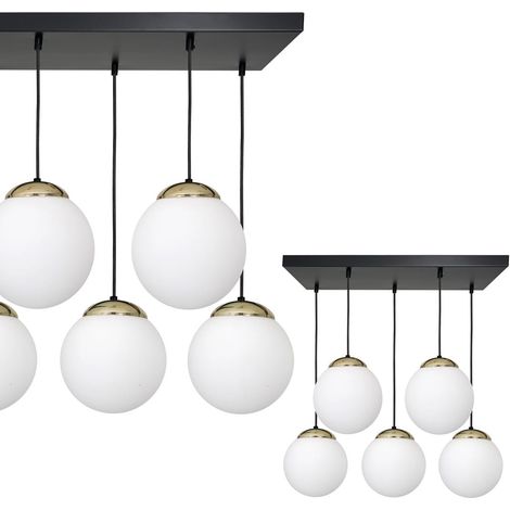 Lustre Milagro SPARTA 5x40W E14 noir-or verre opale (1/4)