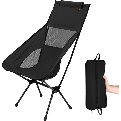 Silla plegable ultraligera negra y portátil